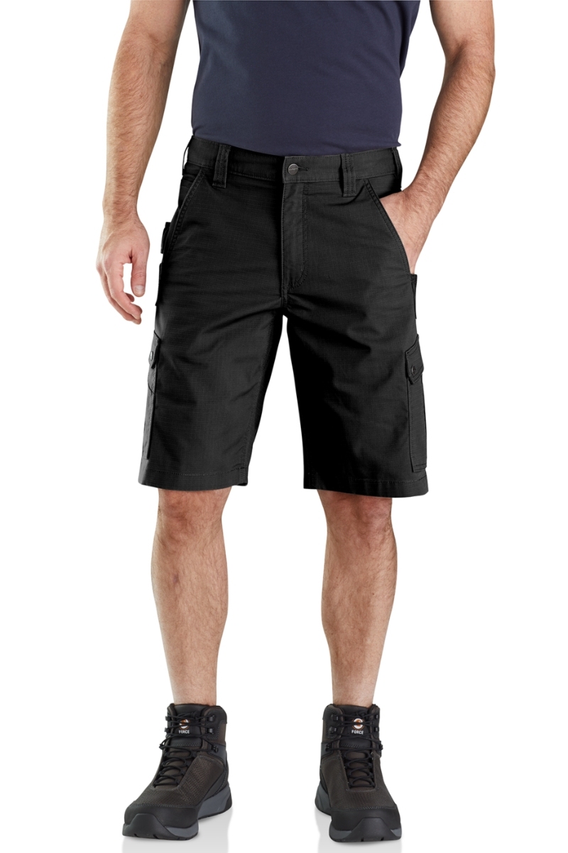 Pantalón corto de trabajo negro Carhartt tejido ripstop