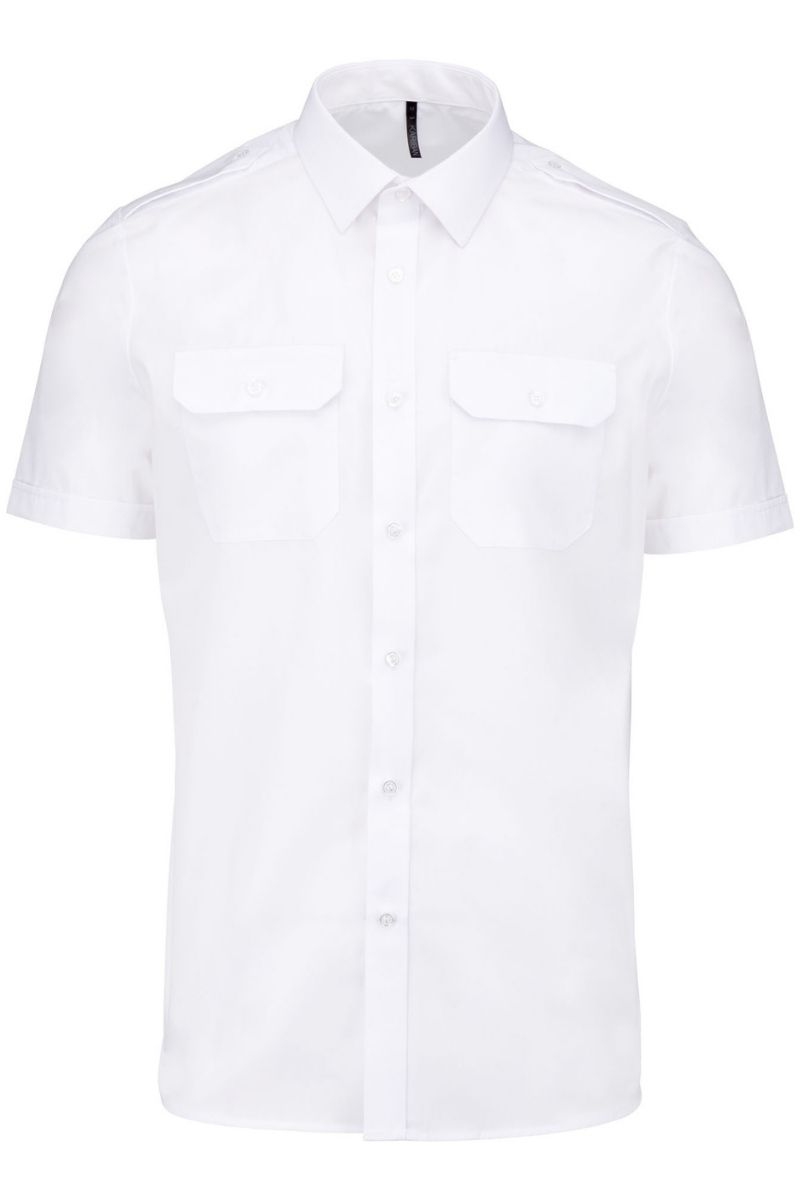 Camisa laboral blanca charreteras de corta.