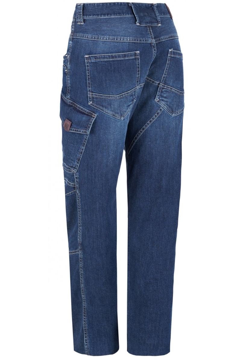 Pantalón multibolsillos denim elástico