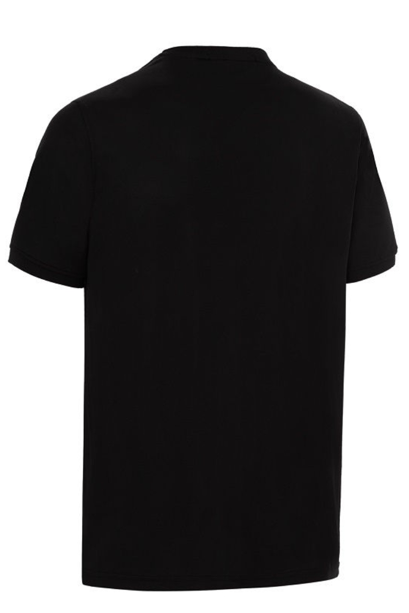 Camiseta negra unisex manga corta cierre con corchetes